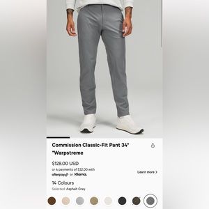 lululemon Commission Pant Classic 34”